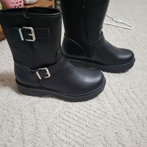 Chic Black Womens Boots with Buckle Detail